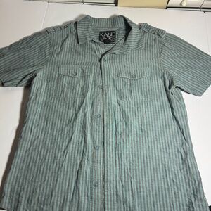 Kane & Unke Green‎ Casual Button Down Shirt with Vertical Stripes